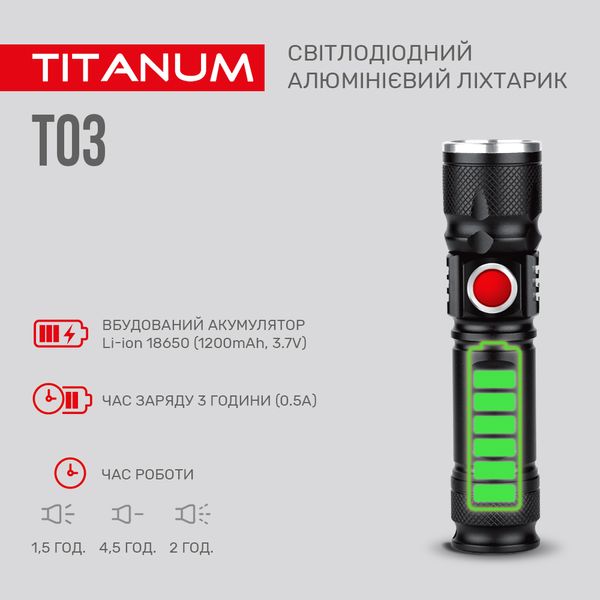 Портативный светодиодный фонарик TITANUM TLF-T03 230Lm 6500K TLF-T03 фото