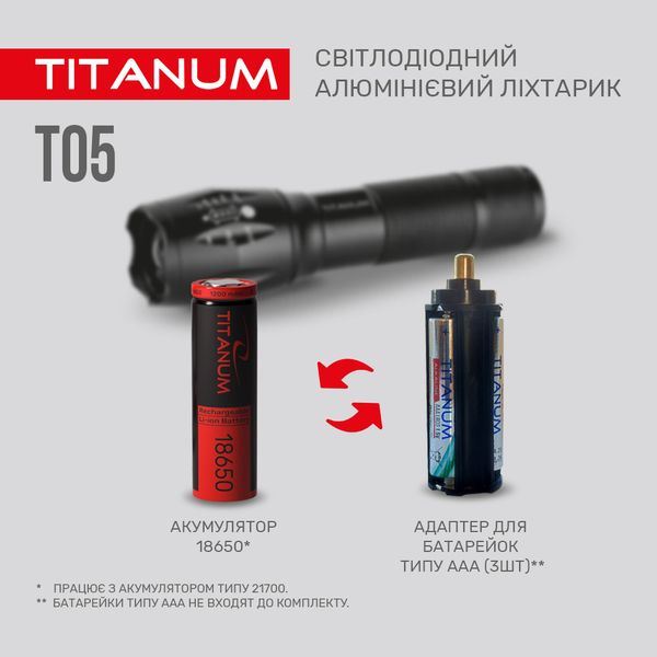 Портативний світлодіодний ліхтарик TITANUM TLF-T05 300Lm 6500K TLF-T05 фото