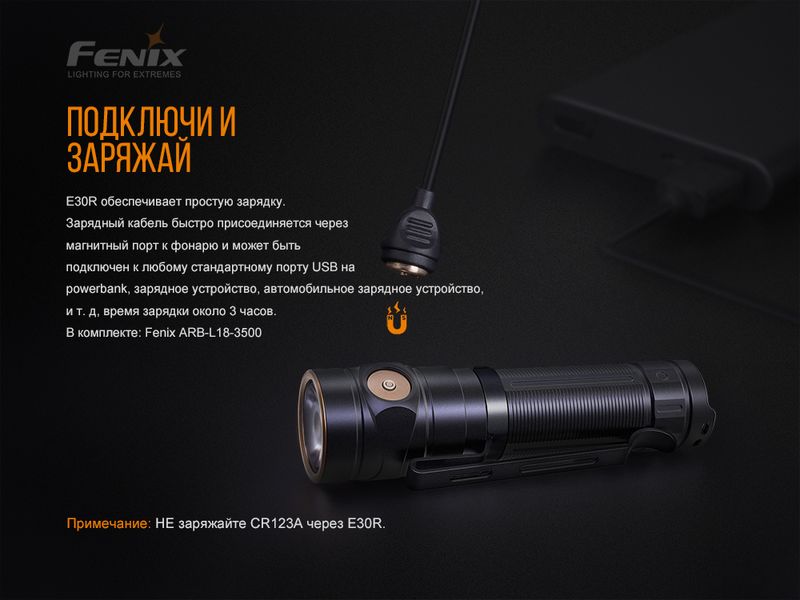 Фонарь ручной Fenix E30R Cree XP-L HI LED 45406 фото