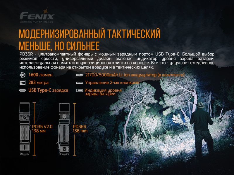 Фонарь ручной Fenix PD36R 45439 фото