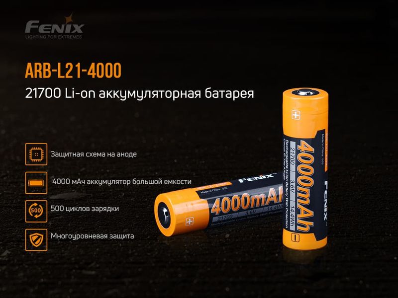 Аккумулятор 21700 Fenix (4000 mAh) 50660 фото