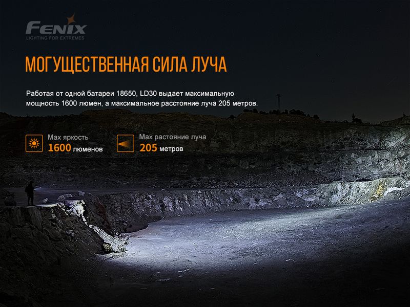 Фонарь ручной Fenix LD30 с аккумулятором (ARB-L18-3400) 45644 фото