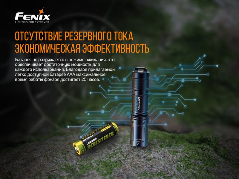 Фонарь ручной Fenix E01 V2.0 черный 50755 фото