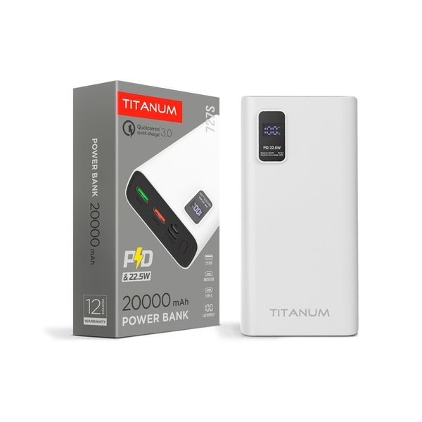 Повербанк TITANUM 727S 20000mAh 22.5W White TPB-727S-W фото