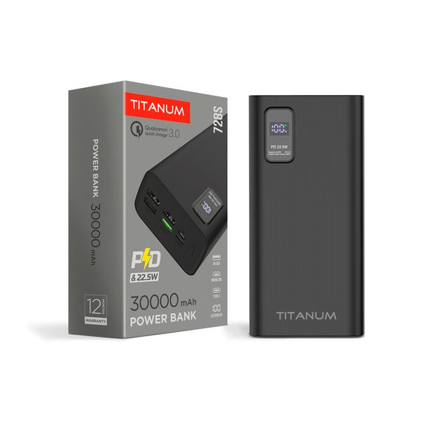 Повербанк TITANUM 728S 30000mAh 22.5W Black TPB-728S-B фото