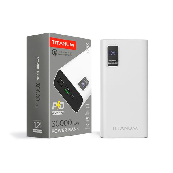 Повербанк TITANUM 728S 30000mAh 22.5W White TPB-728S-W фото