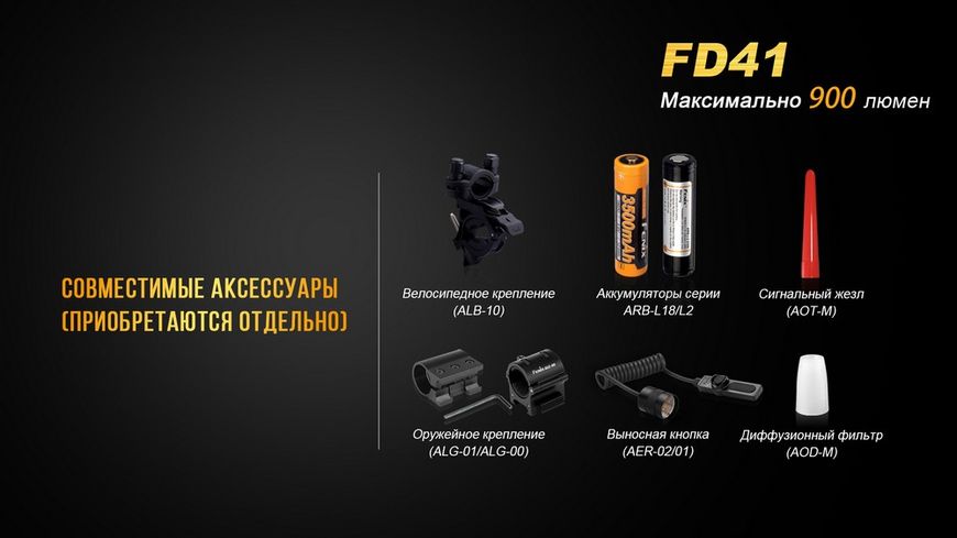 Ліхтар ручний Fenix FD41 з акумулятором 44792 фото