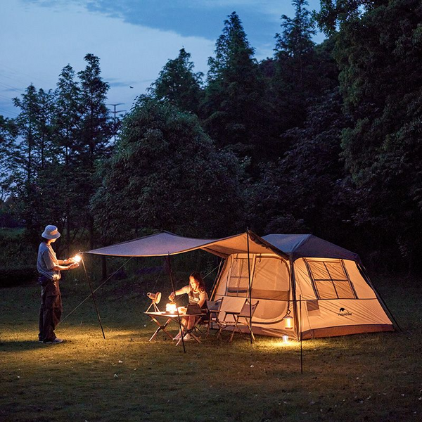 Палатка с навесом Naturehike Village CNK2300ZP022, коричневая большая 6976023920189 фото