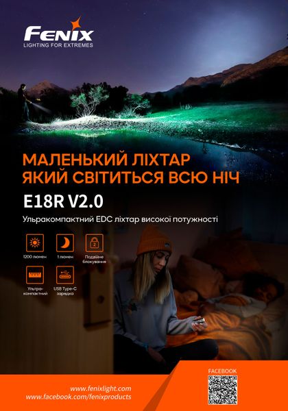 Фонарь ручной Fenix E18R V2.0 58676 фото