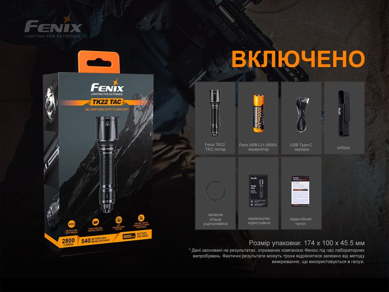 Фонарь ручной Fenix TK22TAC 58678 фото