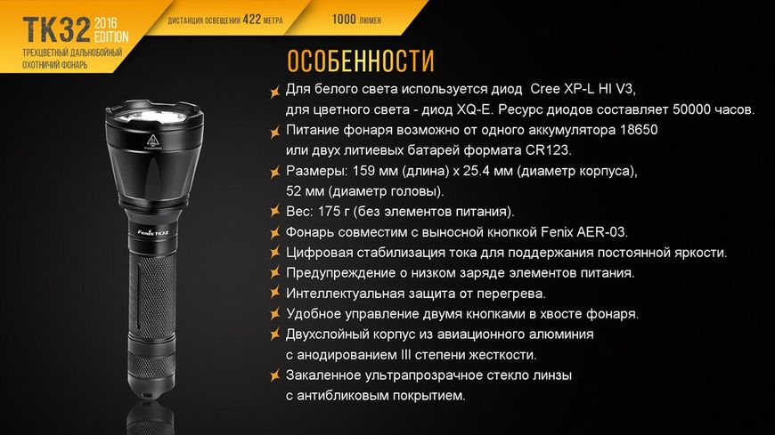 Фонарь ручной Fenix TK32 2016 44980 фото