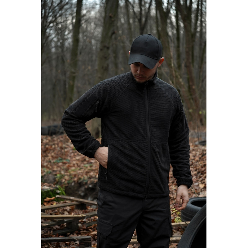 Жакардова вітрозахисна флісова кофта Militex mod. 6 (Чорна)