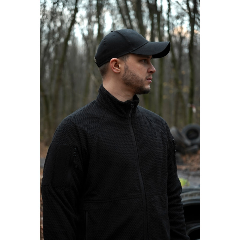 Жакардова вітрозахисна флісова кофта Militex mod. 6 (Чорна)