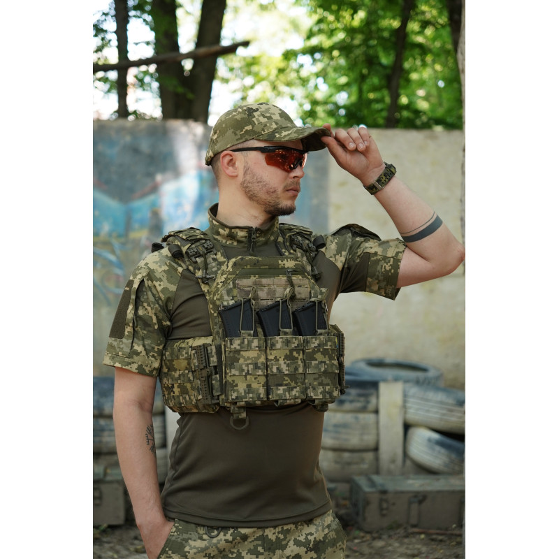 Плитоноска Kiborg GU gen.2 (Пиксель) + Съемная панелью с подсумками под 3 магазина фото №9