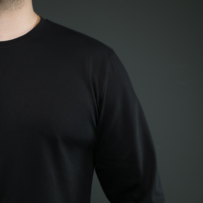 Черный трикотажный лонгслив с длинным рукавом Militex