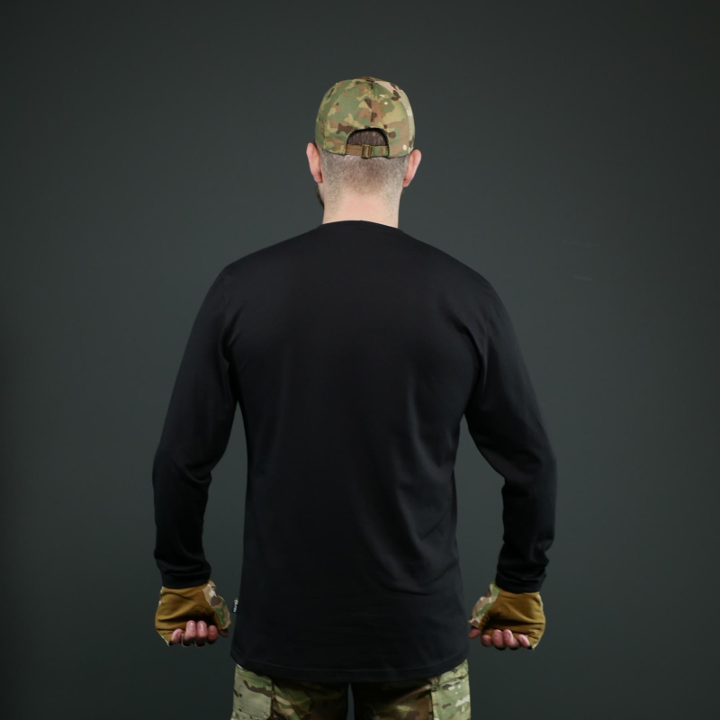 Черный трикотажный лонгслив с длинным рукавом Militex