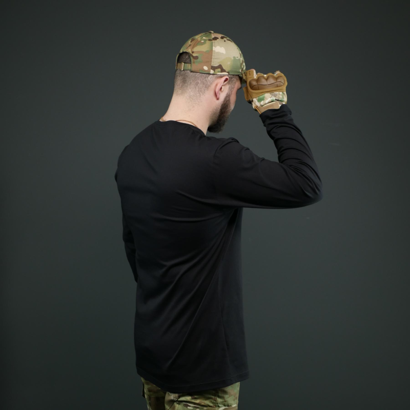 Черный трикотажный лонгслив с длинным рукавом Militex