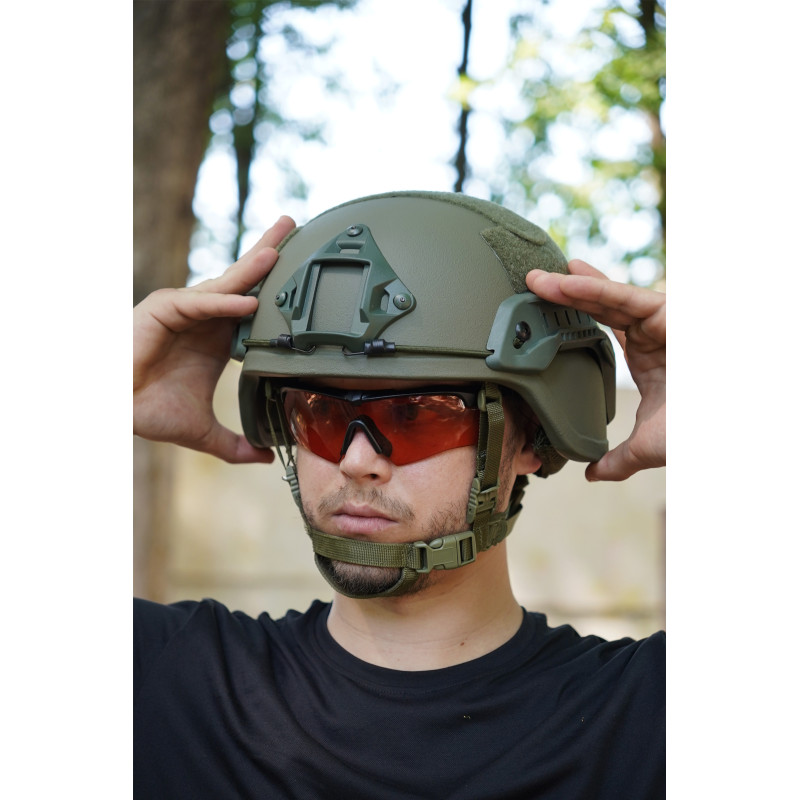 Балістичний Шолом MICH 2000 Helmet PE NIJ IIIA хакі. Захисна Каска з Вухами L фото №8