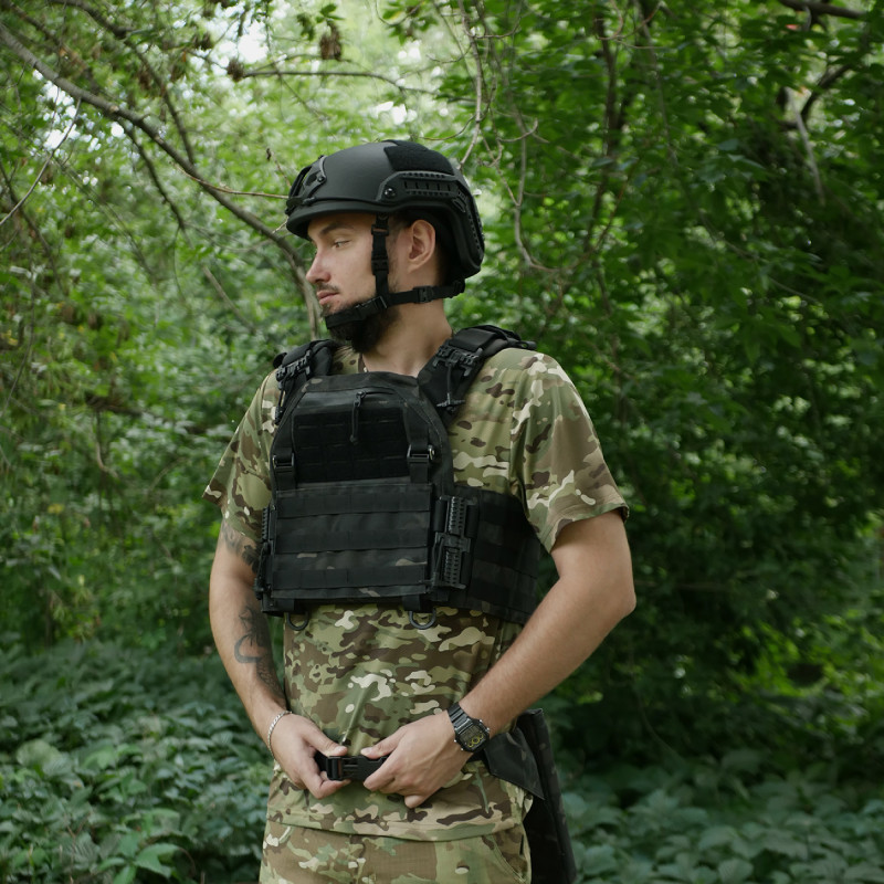 Каремат-сидушка 20mm Kiborg (Чорний мультикам, з балістичним пакетом 1 класу Militex)