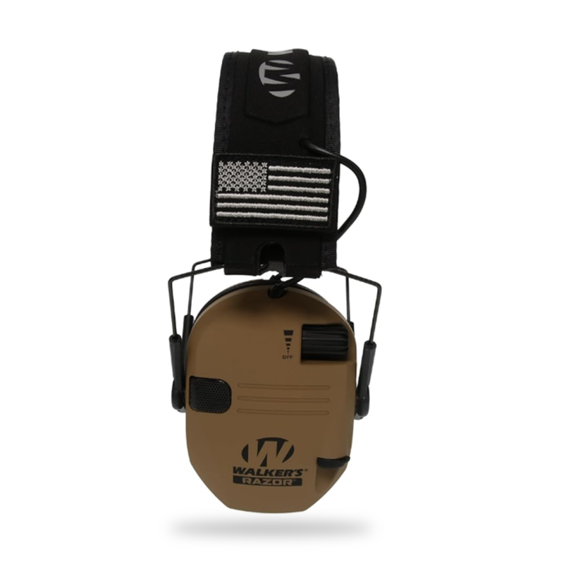 Активні навушники з універсальним кріпленням Walker's Razor Slim Original з патчами (Коричневий)