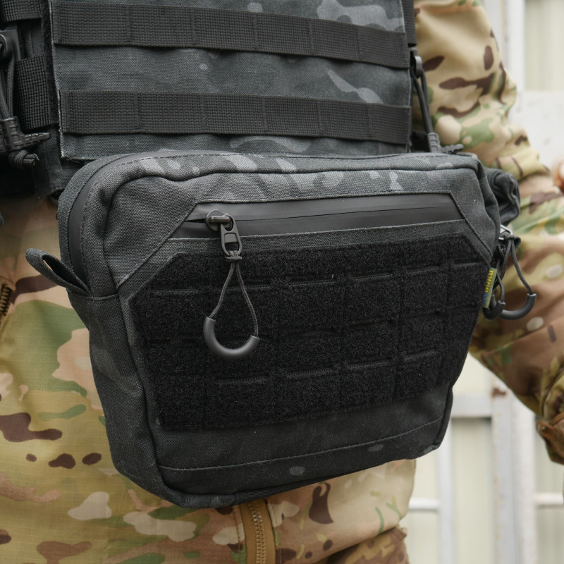 Сумка-напашник Kiborg GU XL (Чорний Мультикам, з балістичним пакетом 1 класу Militex)