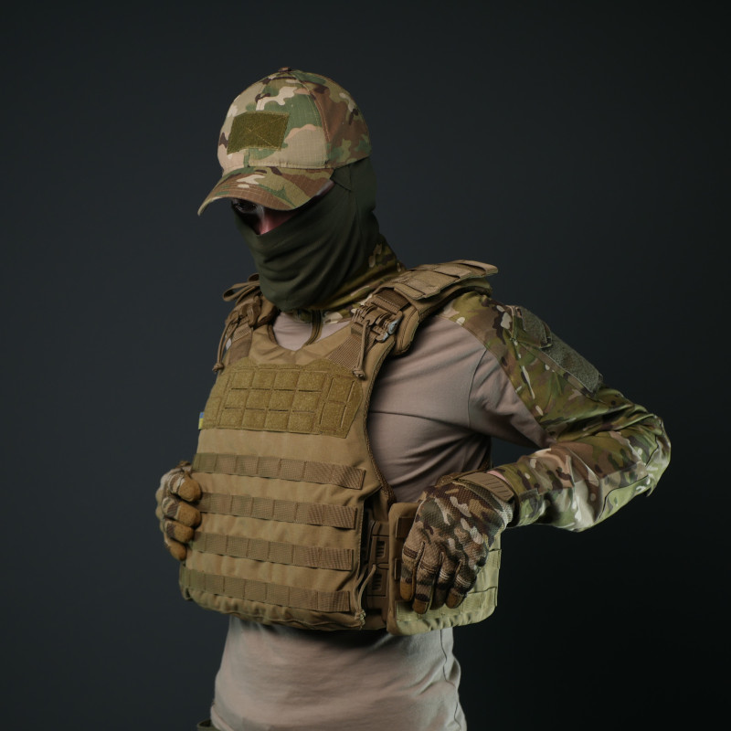 Армійський бронежилет Kiborg GEN.2 з збільшеною площею захисту Cordura 1000D | Повна модульна система (Койот) L